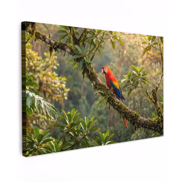 Canvas schilderij - Ara - Jungle - Rood — 1