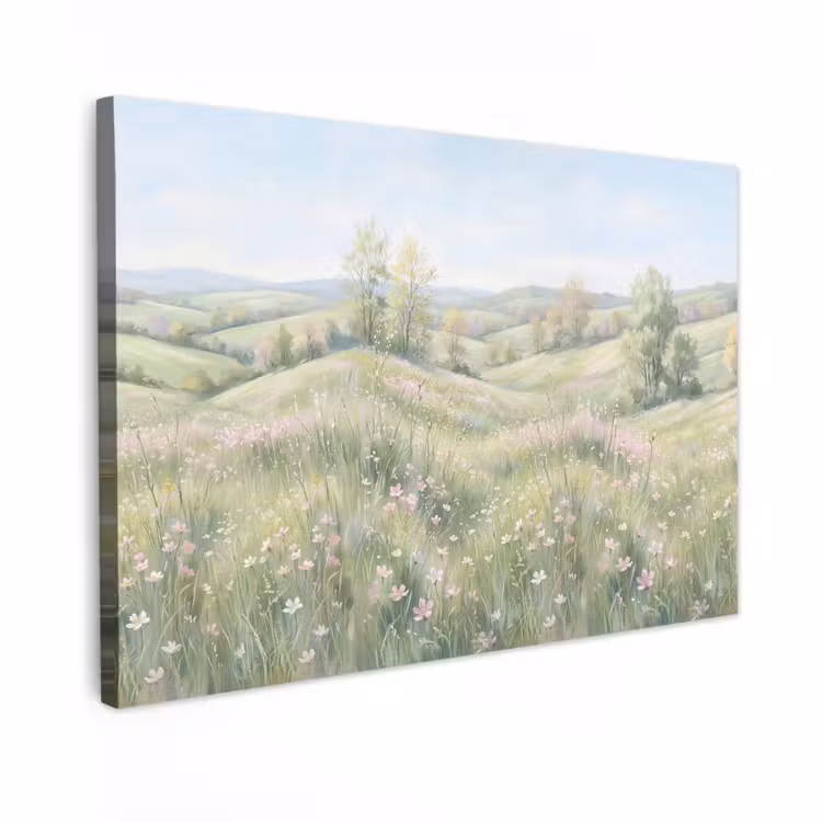 Canvas schilderij - Bloemen veld - Bloemen - Groen — 1