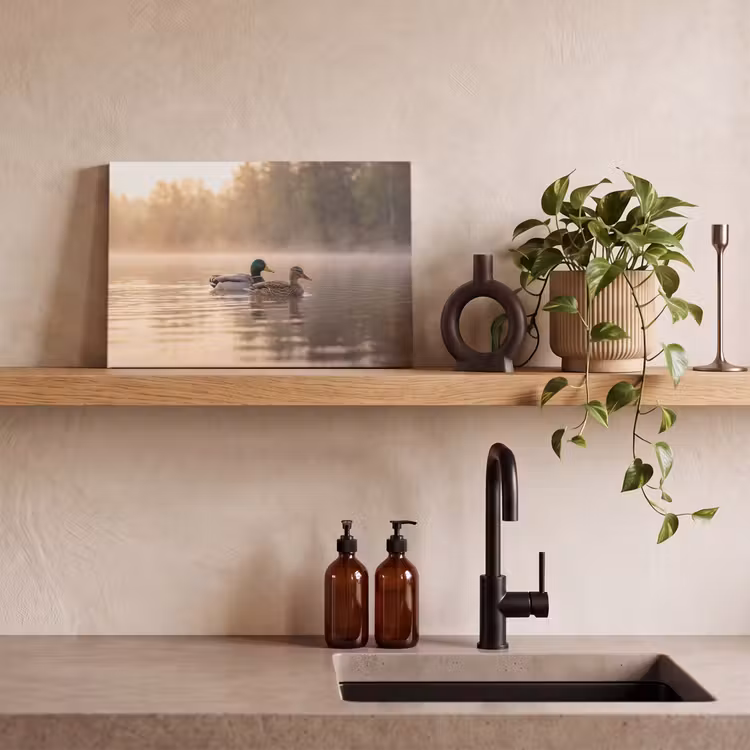 Canvas schilderij - Eenden - Water - Mist - Natuur — 3