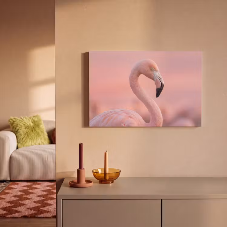 Canvas schilderij - Flamingo - Portret - Roze — 2