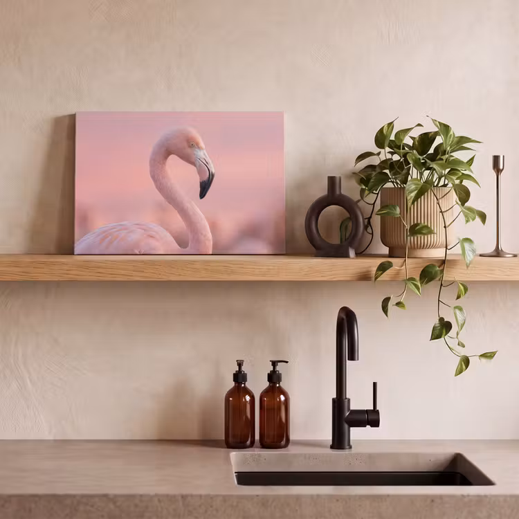 Canvas schilderij - Flamingo - Portret - Roze — 3