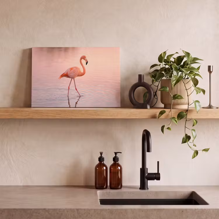 Canvas schilderij - Flamingo - Water - Roze — 3