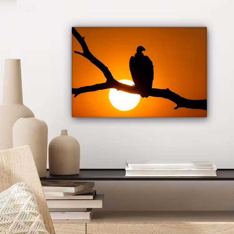 Canvas schilderij - Gier - Tak - Zon - Oranje — 5