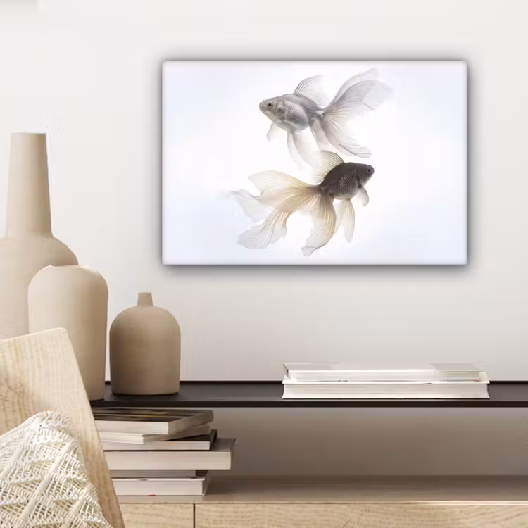 Canvas schilderij - Goudvissen - Modern - Wit — 5