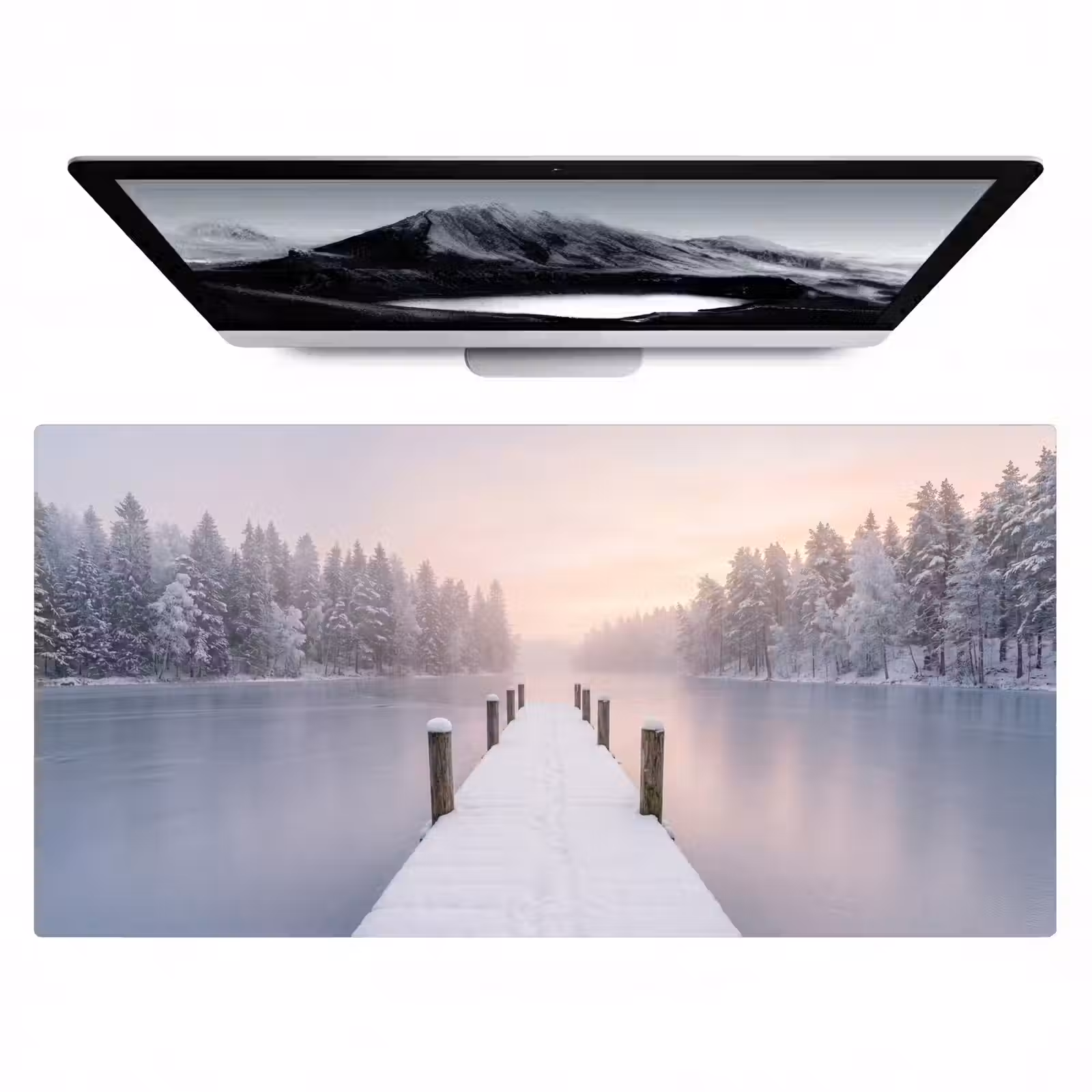 Bureau onderlegger - Steiger - Meer - Mist - Winter - Serene — 1