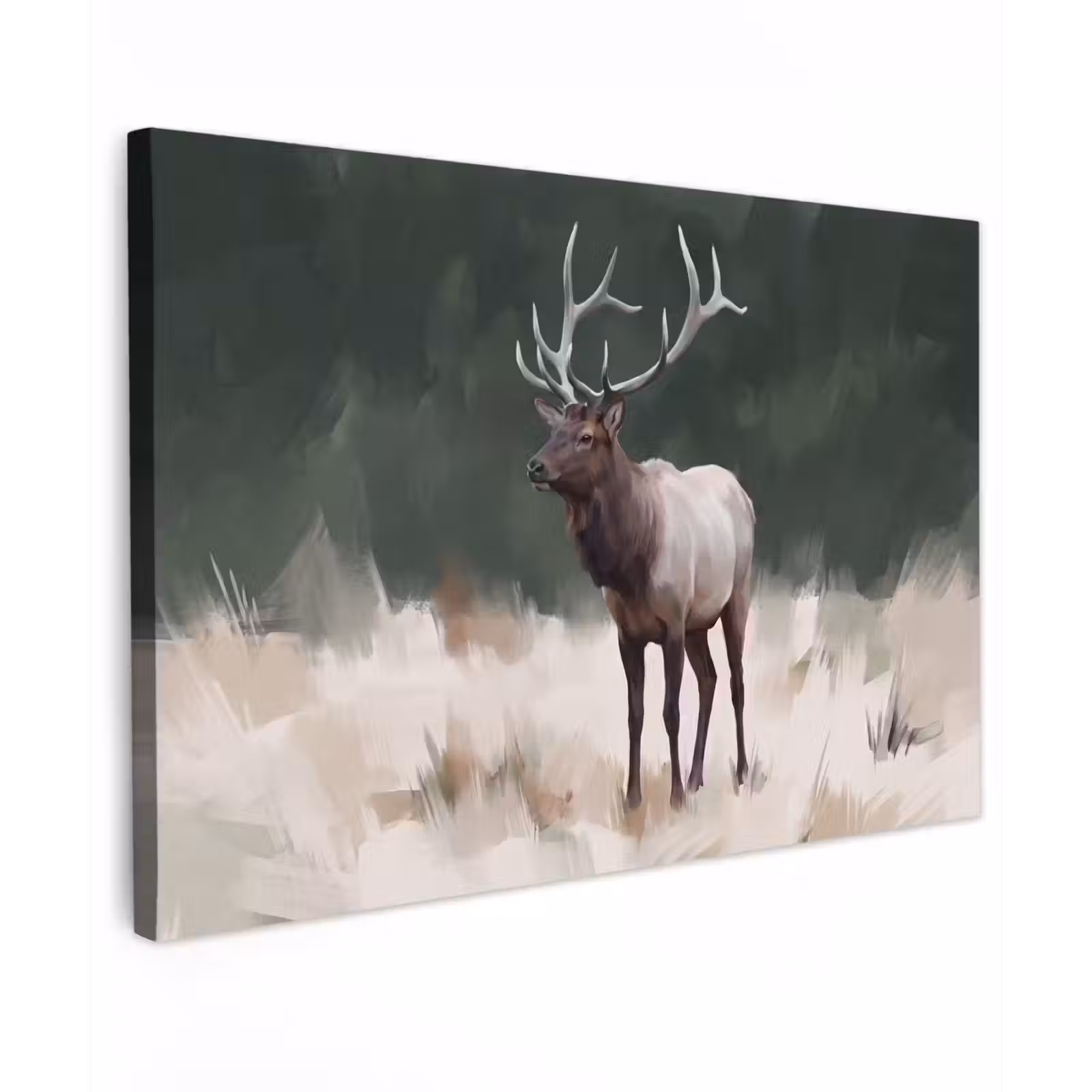Canvas schilderij - Edelhert - Gewei - Schildering - Rustiek — 1