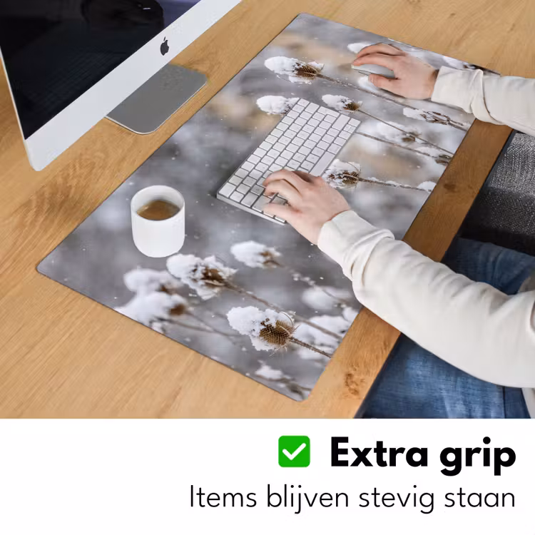 Bureau onderlegger - Roodborstje - Gedroogde bloem - Sneeuw - Winter - Vertederend — 6