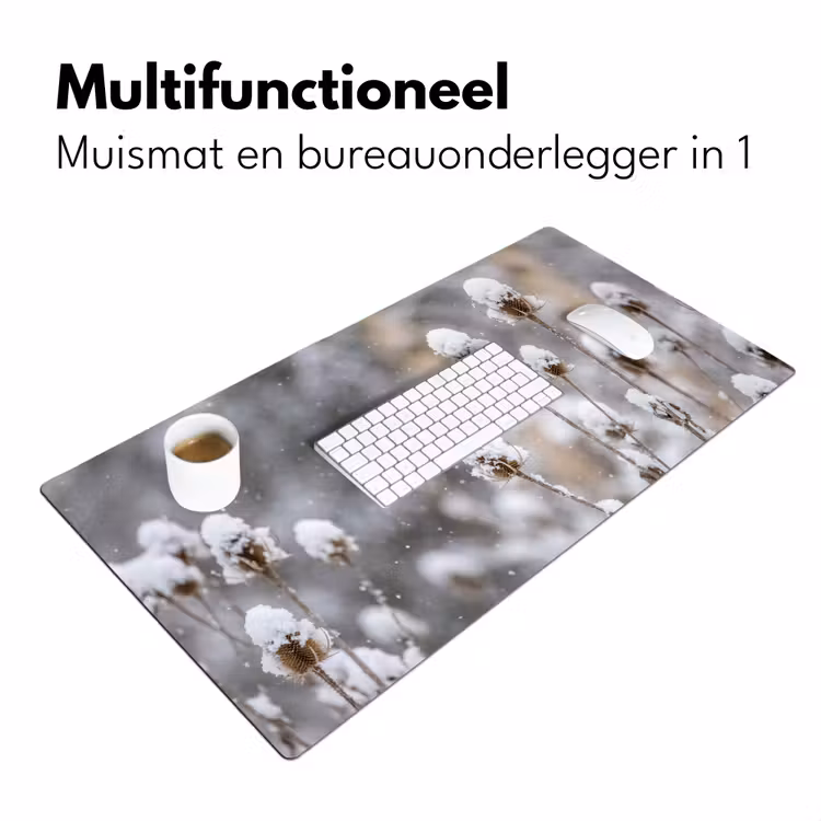 Bureau onderlegger - Roodborstje - Gedroogde bloem - Sneeuw - Winter - Vertederend — 7