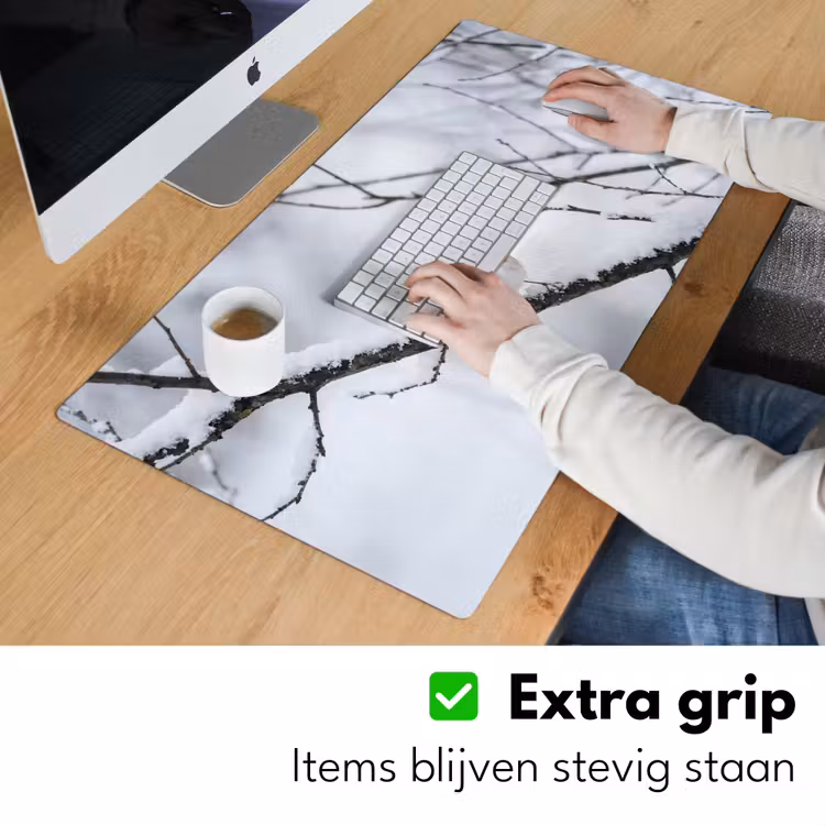 Bureau onderlegger - Roodborstje - Tak - Sneeuw - Winter - Levendig — 6