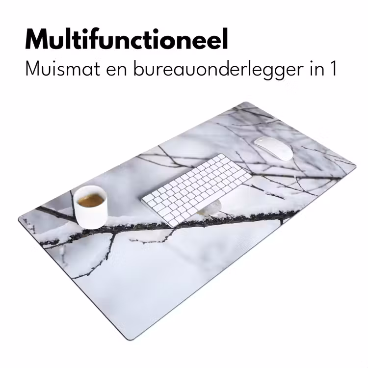 Bureau onderlegger - Roodborstje - Tak - Sneeuw - Winter - Levendig — 7