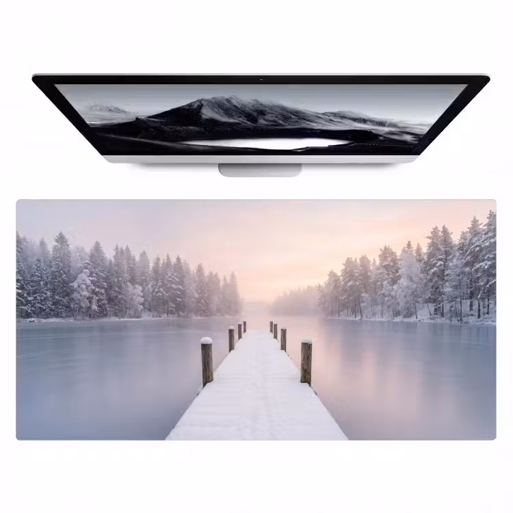 Bureau onderlegger - Steiger - Meer - Mist - Winter - Serene — 1