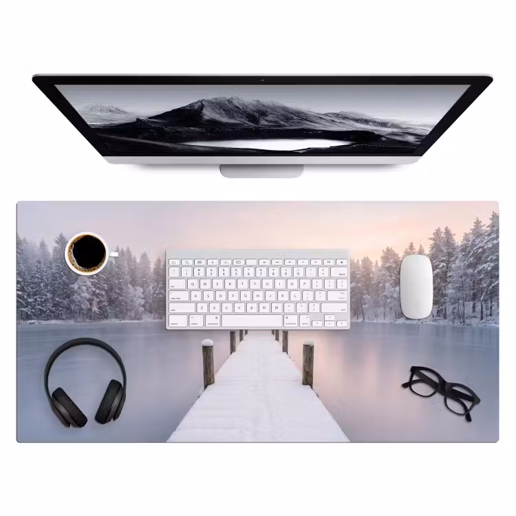 Bureau onderlegger - Steiger - Meer - Mist - Winter - Serene — 4