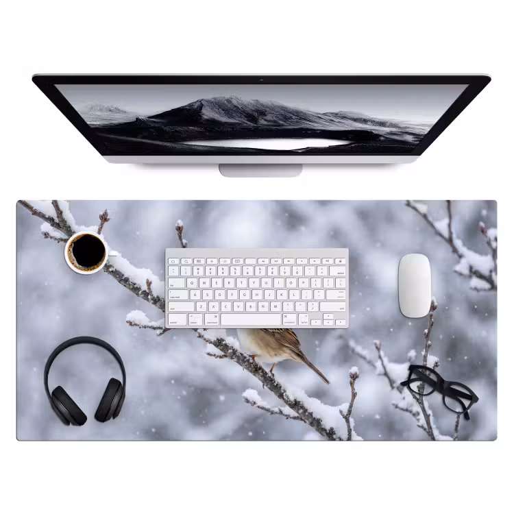 Bureau onderlegger - Vogel - Tak - Sneeuw - Winter — 4