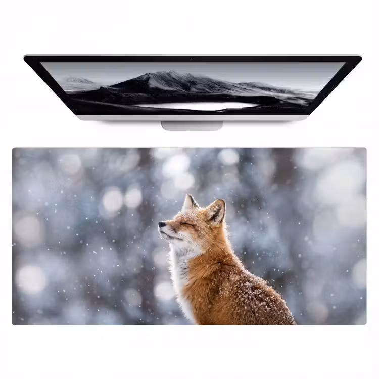 Bureau onderlegger - Vos - Sneeuwval - Portret - Winter - Sfeervol — 1
