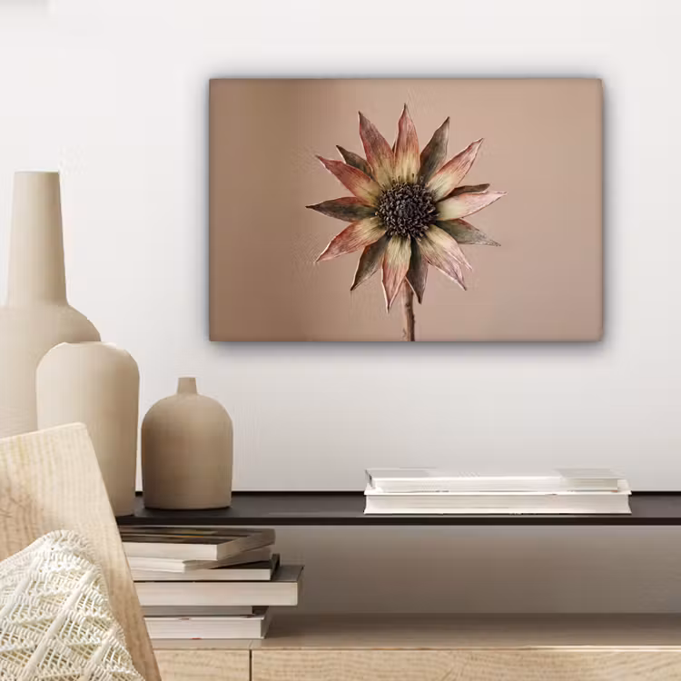 Canvas schilderij - Droogbloem - Protea - Vintage - Beige - Rustiek — 5