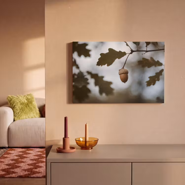 Canvas schilderij - Eikel - Eikenblad - Bos - Herfst - Natuur — 2