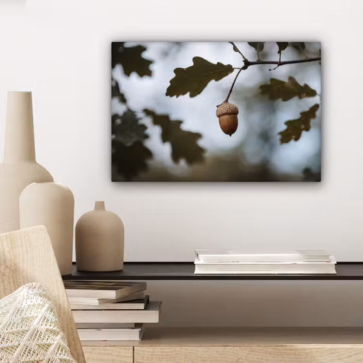 Canvas schilderij - Eikel - Eikenblad - Bos - Herfst - Natuur — 5