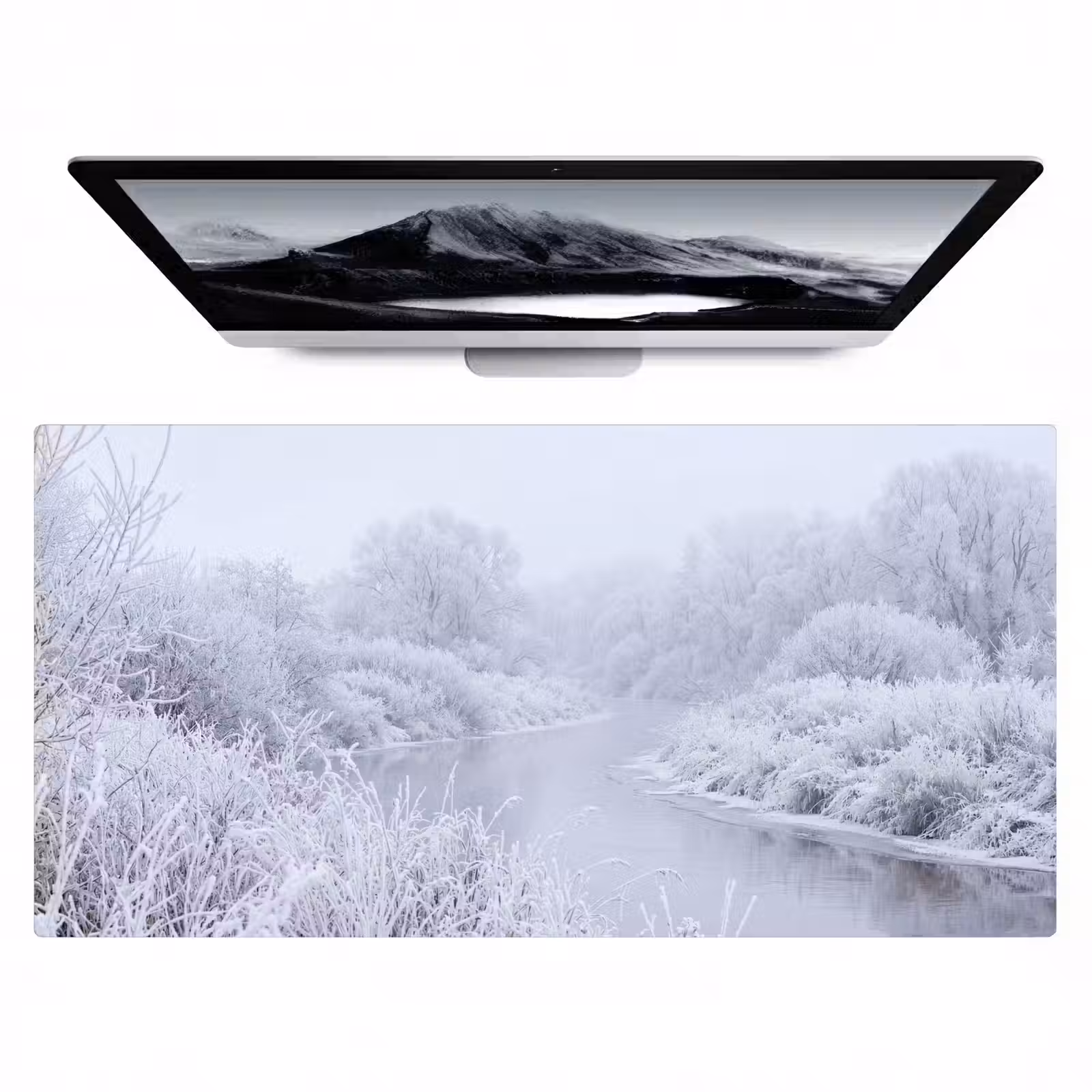 Bureau onderlegger - Rivier - Sneeuw - Bos - Winter - Schilderachtig — 1