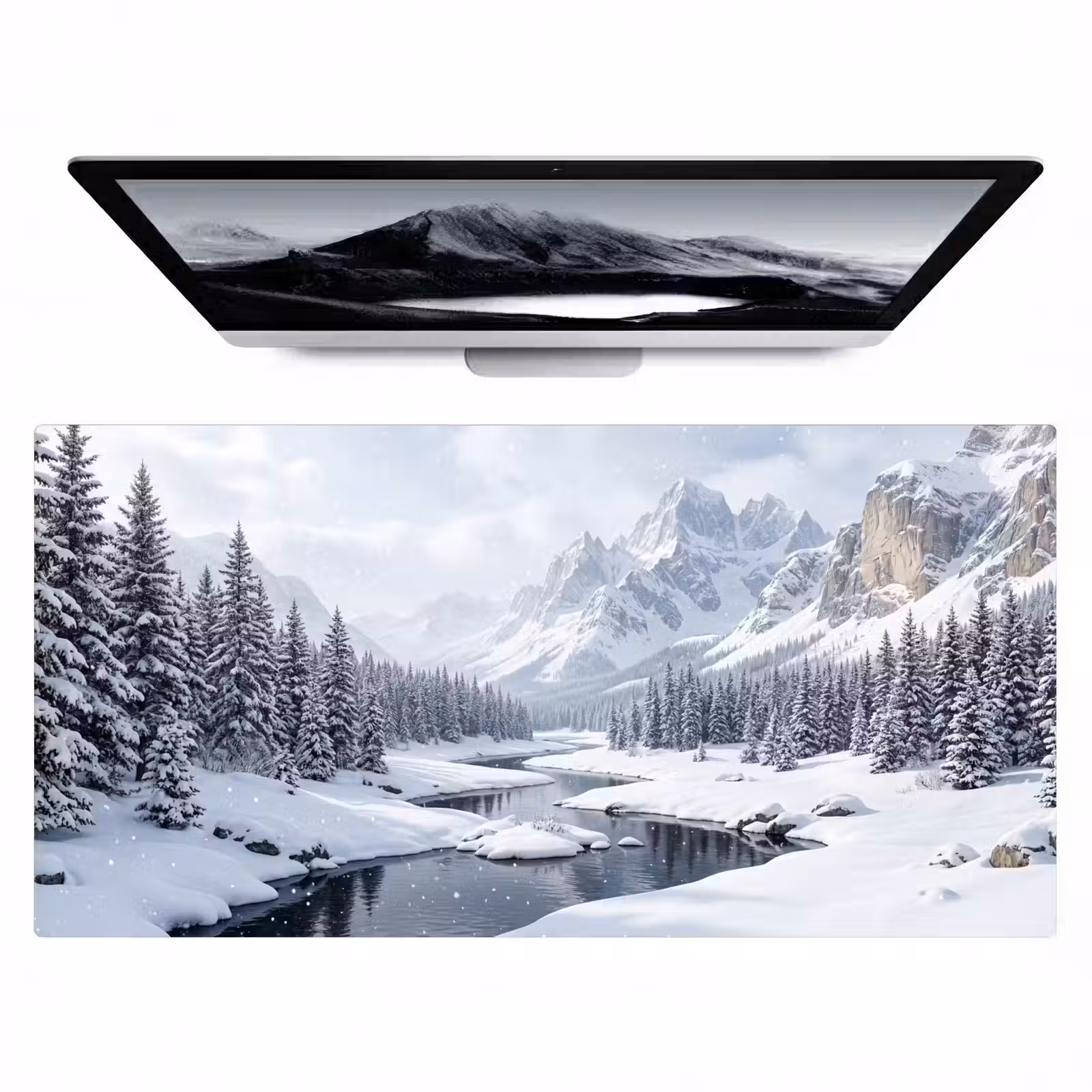 Bureau onderlegger - Sneeuwlandschap - Bergen - Rivier - Winter — 1