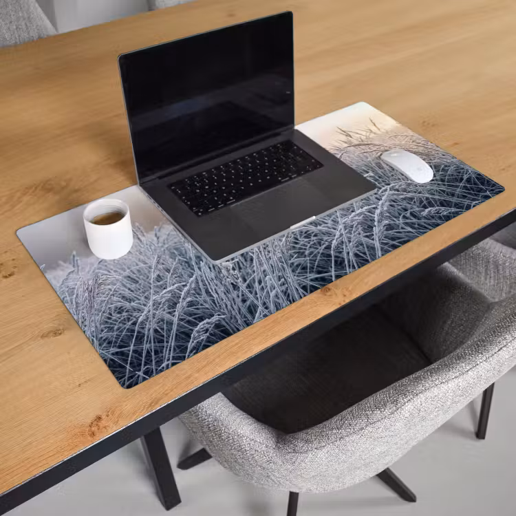 Bureau onderlegger - Rijp - Gras - Kristallen - Winter - Minimalistisch — 3