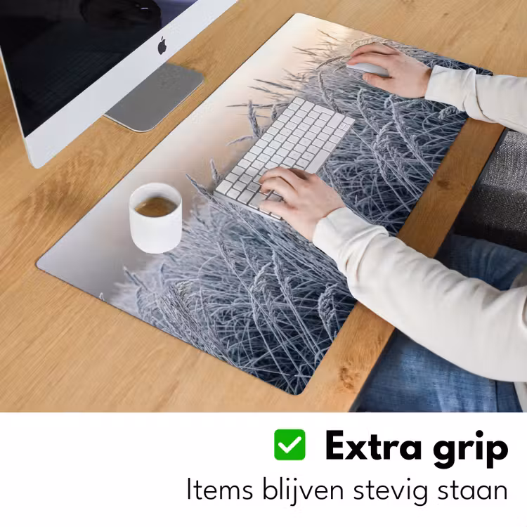 Bureau onderlegger - Rijp - Gras - Kristallen - Winter - Minimalistisch — 6