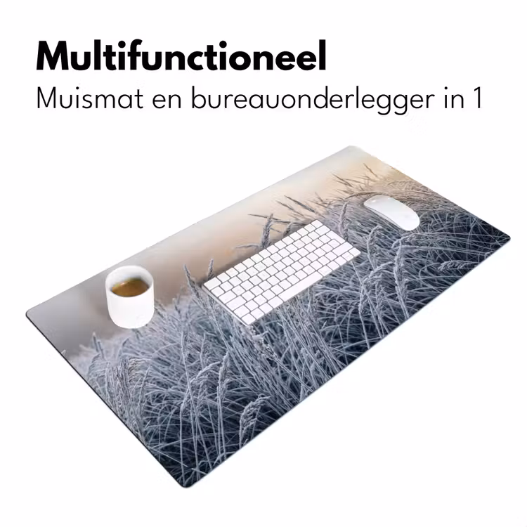 Bureau onderlegger - Rijp - Gras - Kristallen - Winter - Minimalistisch — 7