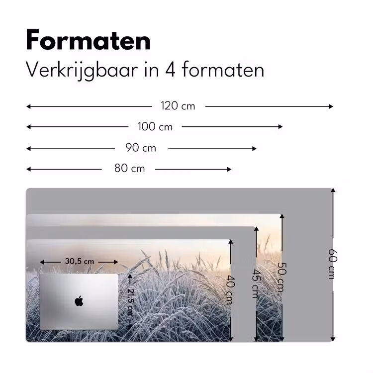 Bureau onderlegger - Rijp - Gras - Kristallen - Winter - Minimalistisch — 8