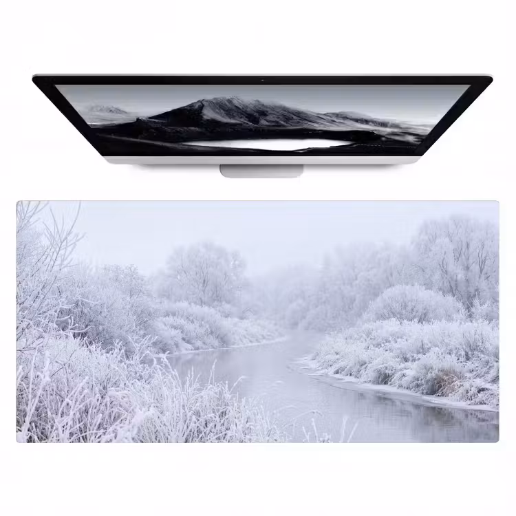Bureau onderlegger - Rivier - Sneeuw - Bos - Winter - Schilderachtig — 1