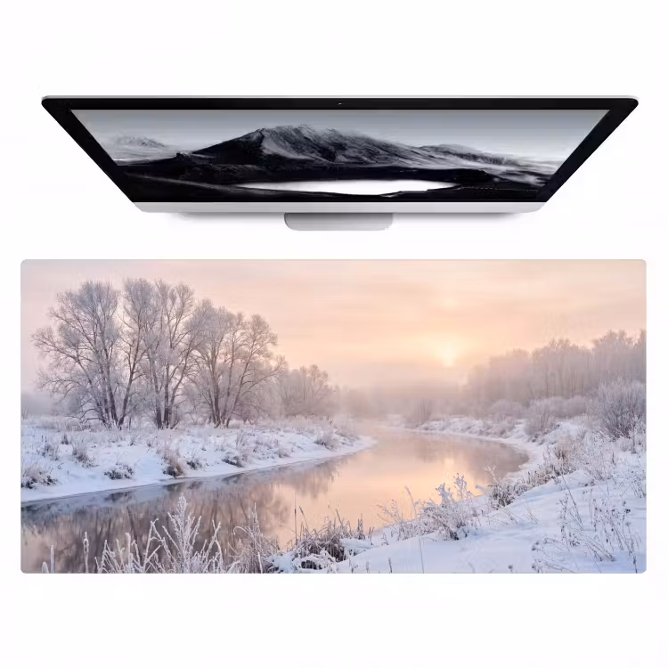 Bureau onderlegger - Rivier - Winter - Landschap - Sneeuw - Zonsopgang — 1