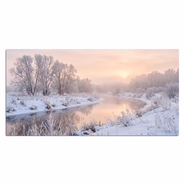 Bureau onderlegger - Rivier - Winter - Landschap - Sneeuw - Zonsopgang — 2