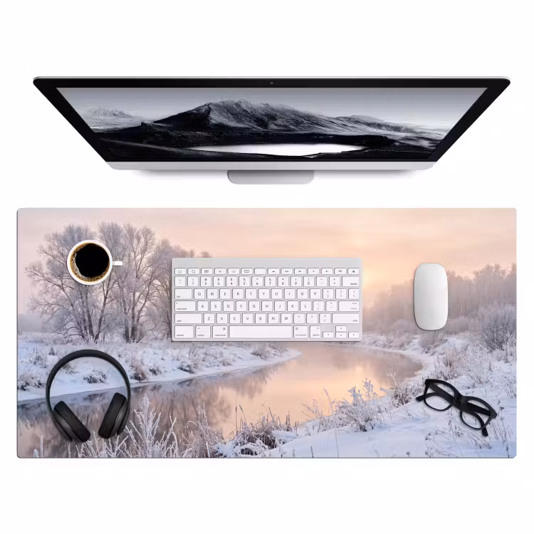 Bureau onderlegger - Rivier - Winter - Landschap - Sneeuw - Zonsopgang — 4