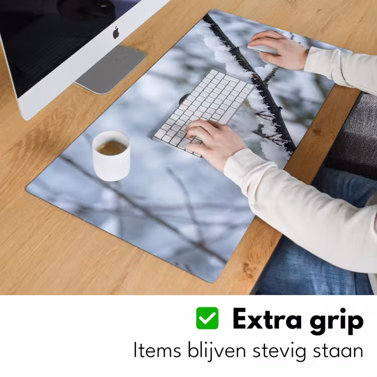 Bureau onderlegger - Roodborstje - Tak - Sneeuw - Winter - Levendig — 6