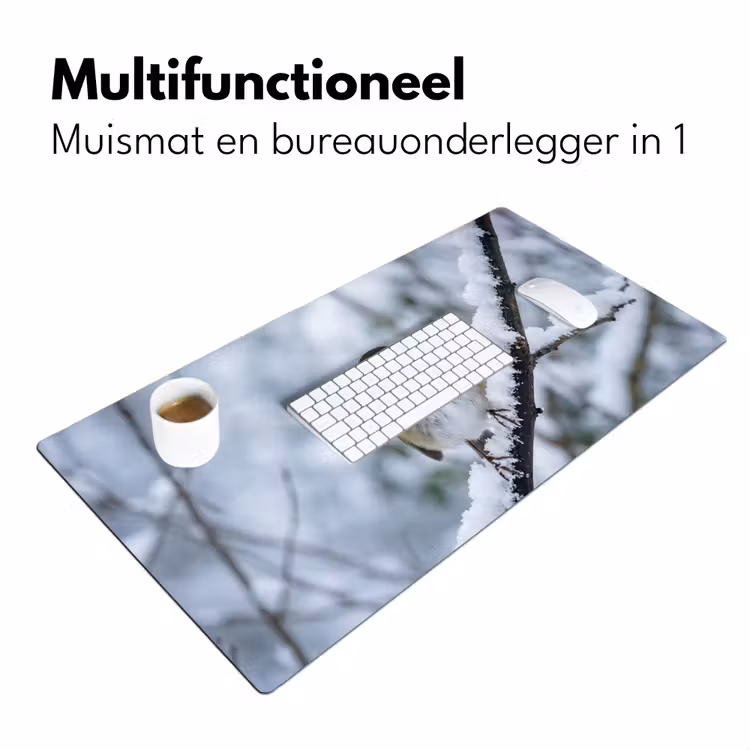 Bureau onderlegger - Roodborstje - Tak - Sneeuw - Winter - Levendig — 7