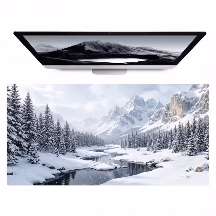 Bureau onderlegger - Sneeuwlandschap - Bergen - Rivier - Winter — 1