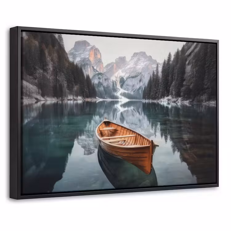 Canvas met lijst - Boot - Bergen - Natuur - Water — 1