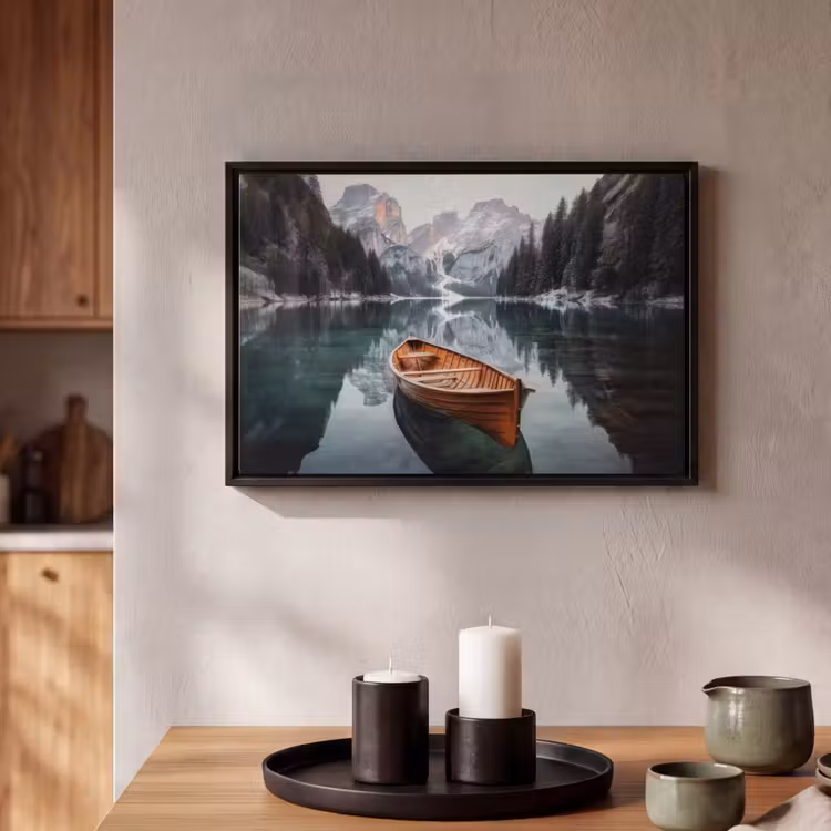 Canvas met lijst - Boot - Bergen - Natuur - Water — 2