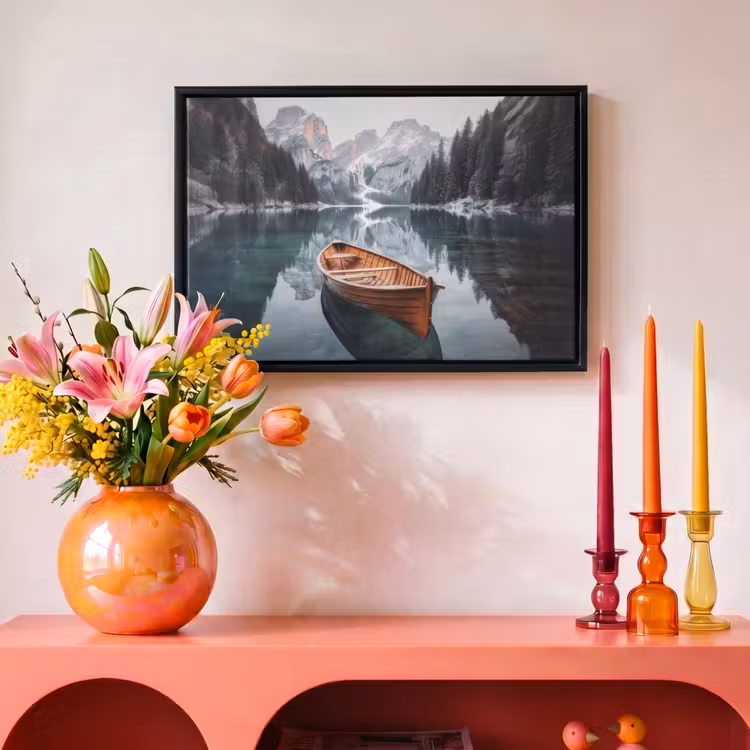 Canvas met lijst - Boot - Bergen - Natuur - Water — 4