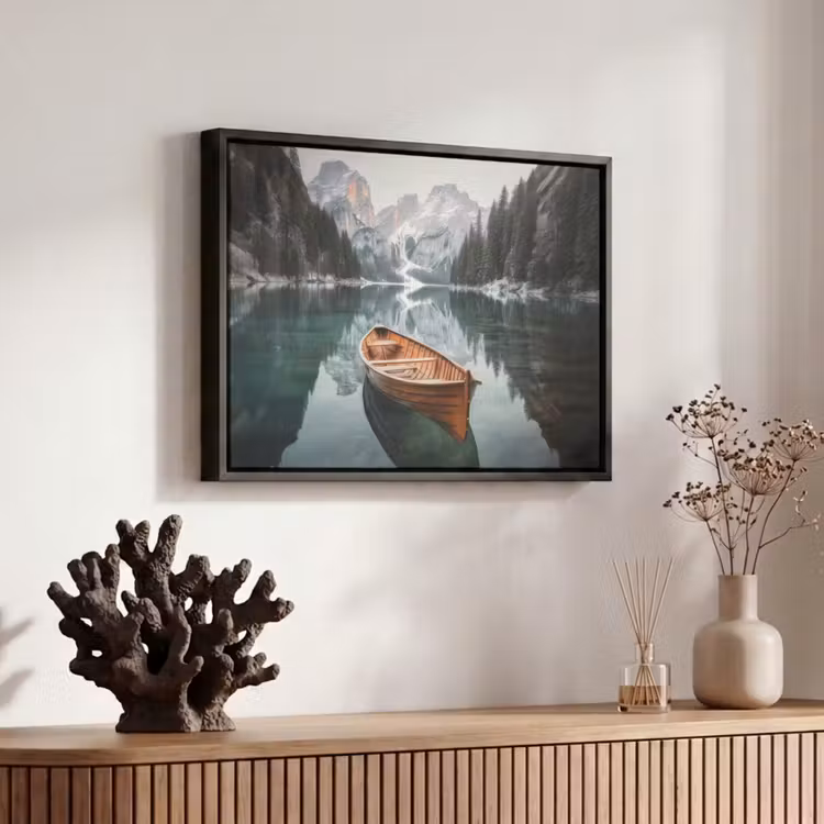 Canvas met lijst - Boot - Bergen - Natuur - Water — 6