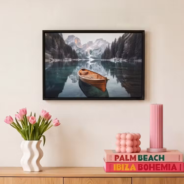 Canvas met lijst - Boot - Bergen - Natuur - Water — 8