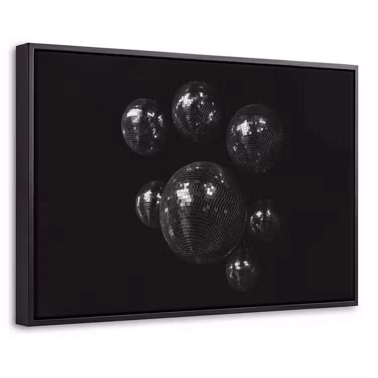 Canvas met lijst - Discoballen - Minimalistisch - Zwart — 1