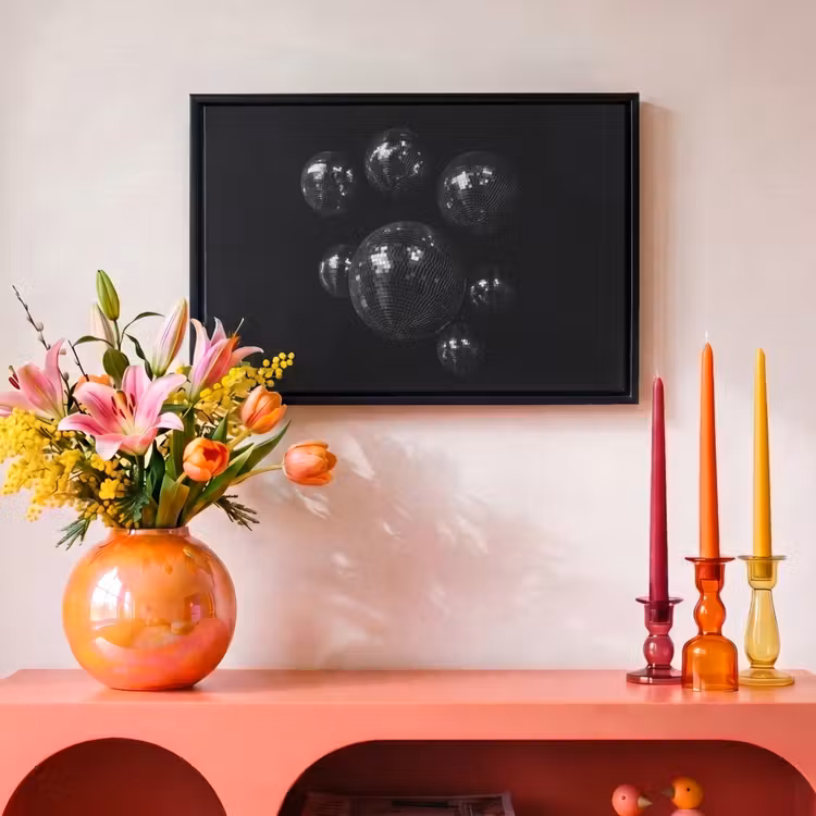 Canvas met lijst - Discoballen - Minimalistisch - Zwart — 4