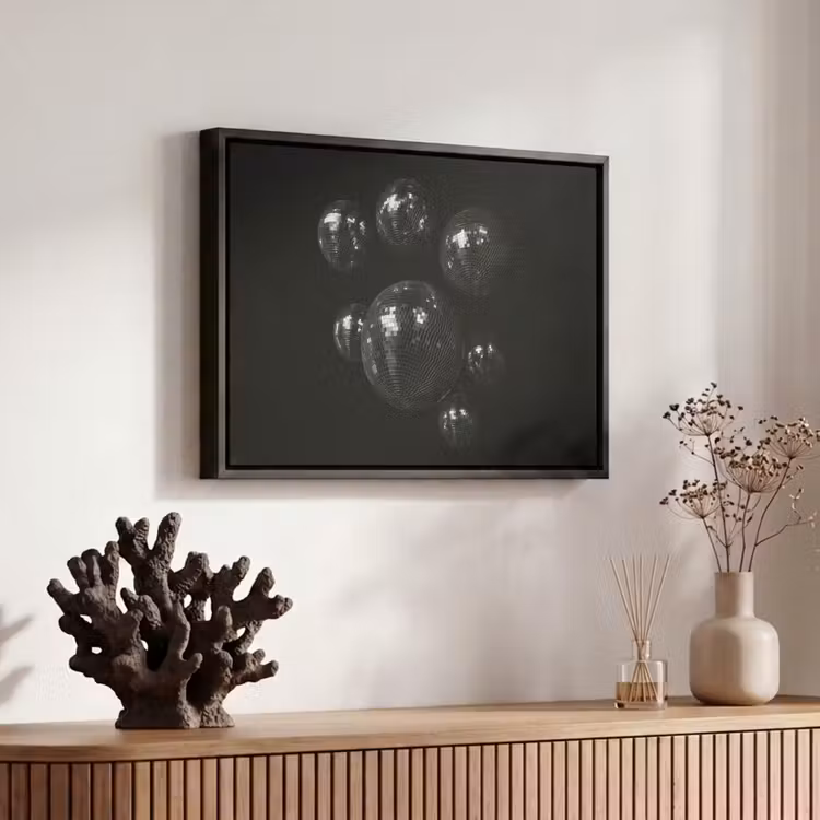 Canvas met lijst - Discoballen - Minimalistisch - Zwart — 6