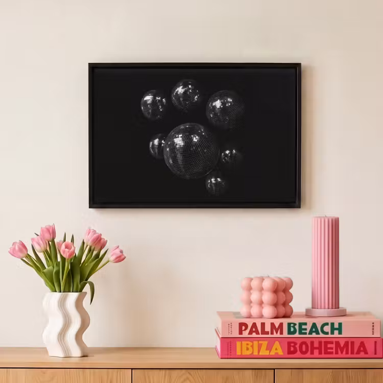 Canvas met lijst - Discoballen - Minimalistisch - Zwart — 8