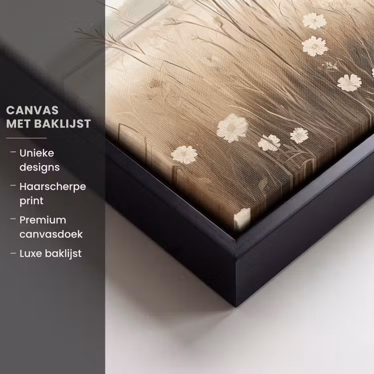 Canvas met lijst - Meer - Water - Natuur - Beige — 5