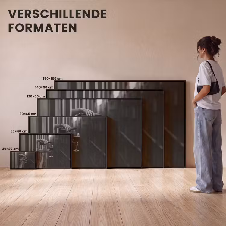 Canvas met lijst - Wijnfles - Glas - Handen - Raam — 7