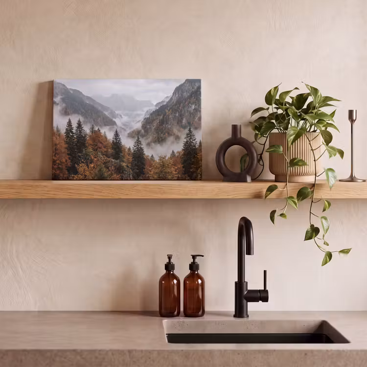 Canvas schilderij - Bergen - Vallei - Mist - Herfst - Natuur — 3