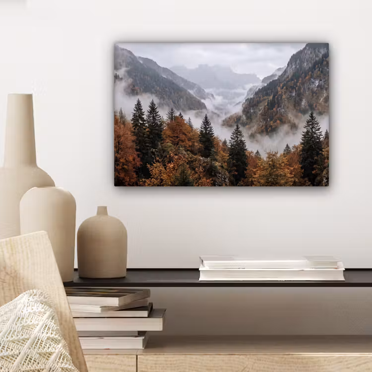 Canvas schilderij - Bergen - Vallei - Mist - Herfst - Natuur — 5