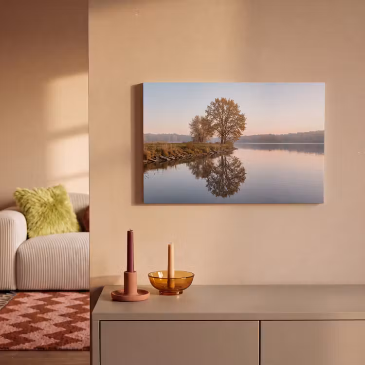 Canvas schilderij - Bomen - Reflectie - Water - Zonsopgang - Serene — 2