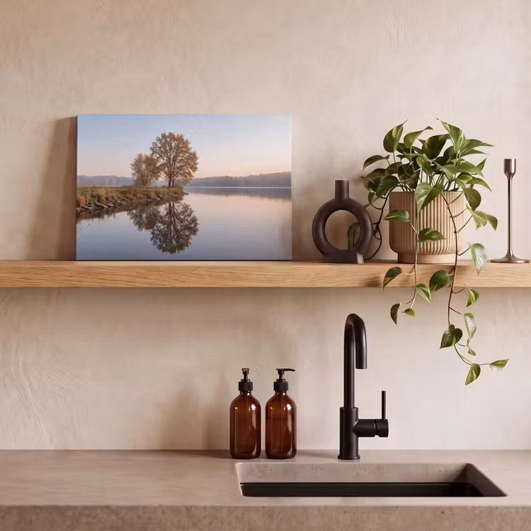 Canvas schilderij - Bomen - Reflectie - Water - Zonsopgang - Serene — 3