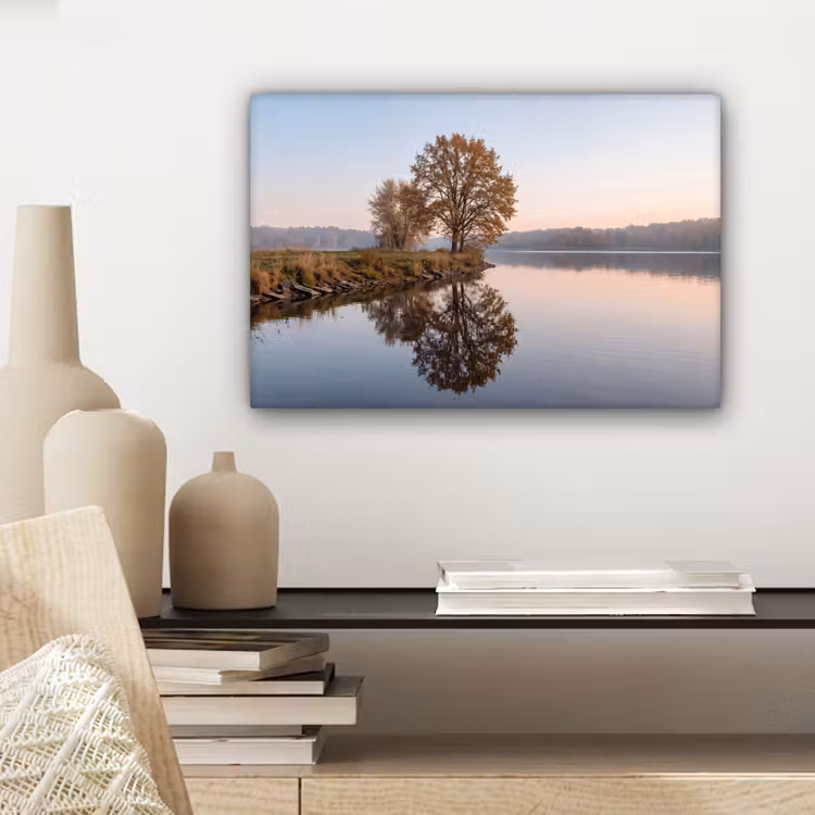 Canvas schilderij - Bomen - Reflectie - Water - Zonsopgang - Serene — 5